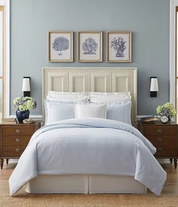 Southern Living Heirloom 500-Thread-Count Sateen Border Stitch Duvet Cover Mini - Picture 1 of 5