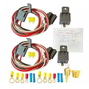 For 12V 40Amp 175°-185° Thermostat Dual Electric Cooling Fan Wiring Relay Sensor - Picture 1 of 7