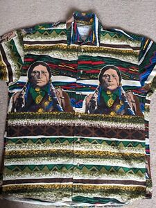 Vintage Native American Aztec Loud Print long sleeved shirt - Otto Kern designer