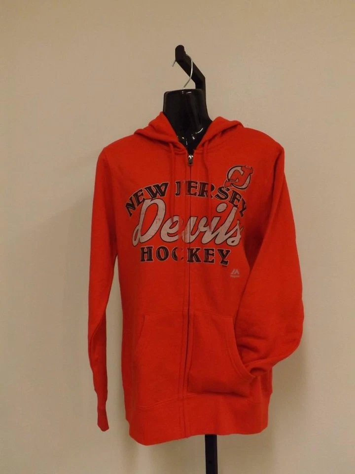 NUEVO Majestic New Jersey Devils Mujer M Mediana Sudadera con Capucha Cremallera Completa Chaqueta 82UU Foto 1 de 1