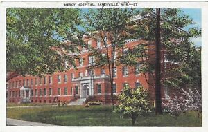 Vintage Wisconsin Linen Postcard Janesville Mercy Hospital