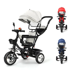 Baby Fahrrad 3-in-1 Dreirad Kinderdreirad Baby Kinderwagen mit schubstange - Bild 1 von 30