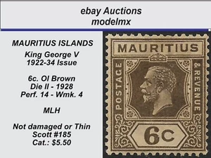 Mauritius - 1922-34, Sc.#185, Die II, King George V, MLH, Cat.5,50€ - Bild 1 von 2