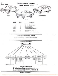 DODGE COLT SEDAN WAGON HTOP CHASSIS PARTS LIST PART NUMBERS DIAGRAMS SHEETS IMP - Foto 1 di 4