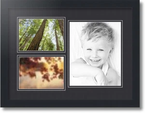 ArtToFrames Collage Mat Picture Photo Frame 3 Openings in Satin Black 1128 - Picture 1 of 62