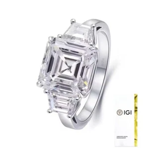2cttw E VS1 Asscher Cut Lab-Grown Diamond Wedding Ring 14K Solid White Gold IGI - Picture 1 of 4
