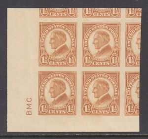 US Sc 576 MNH. 1925 1½c Warren G Harding, imperf BMC imprint corner block, fresh - Picture 1 of 1
