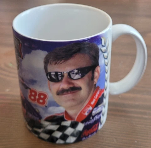 Vtg 90s Dale Jarrett Quality Care Service Nascar 50th Anniversary Coffee Mug Cup Cover