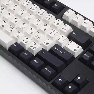 Minimalist Japanese Keycaps 133 Keys Black White PBT for GH60 GK61 GK68 Keyboard - Picture 1 of 7