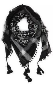 Black Scarf Sheemagh  Head Neck keffiyah Cotton polyester Blend - Picture 1 of 3