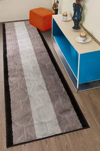 ALFOMBRA CORREDOR Pasillo Cocina Círculos Diseño Negro Tacto Suave - Imagen 1 de 4