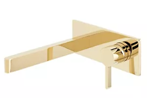 VADO EDIT 2 HOLE WALL MOUNTED BASIN MIXER BRIGHT GOLD IND-EDI109S/A-BG £595rrp - Picture 1 of 2