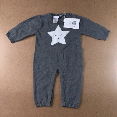 Elegant Baby Size 0-6 Months Charcoal Sweater Knit One Piece Jumpsuit NWT - Image 1 of 4