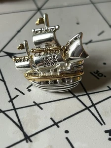 Silver & Gold Tone Jamestown 400th Anniversary Ship Pin Signed - Picture 1 of 2