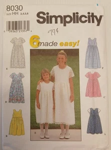 Simplicity Sewing Pattern 8030 Size HH (3,4,5,6) Dress With Gathered Waist  - Picture 1 of 3