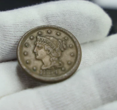 1854 US Large Cent 1c VF - Image 1 of 2