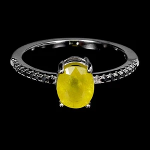 925 Anillo Plata de Ley Ovalado Amarillo Zafiro 7x5mm Spinel Gema Joyería Talla - Imagen 1 de 13