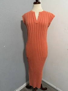 Rails Women Coral Ribbed Sheath Midi Sweater Dress Size M Retail $248 - Picture 1 of 17