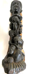 VINTAGE Carved African Wooden Tribe Makonde TRibe Totem Sculpture Statue - Imagen 1 de 9