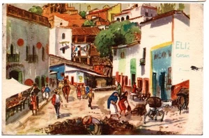 Postal artística 1949; vista en acuarela de Cuernavaca, firmada C.X. Carlson enviado a NY - Imagen 1 de 2