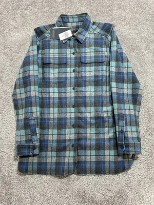 Pendleton Board Shirt Womens Medium Blue Plaid Flannel Virgin Wool Relaxed New - Image 1 of 4