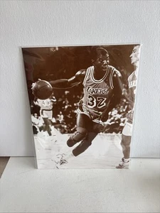 VTG LA Lakers Magic Johnson 11x14 Sepia Tone Poster Photo Reprint Heavy Paper - Picture 1 of 2