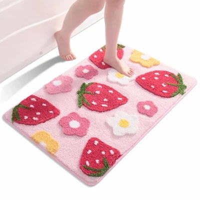 Розовые коврики для ванной милый клубничный цветок коврик аксессуары для ванной, развлечение... - Изображение 1 из 4