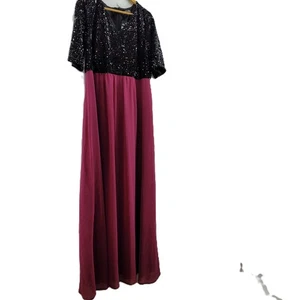 NEW Ulla Popken Black Fuchsia Evening Gown Dress Sequin size 18 NWT - Bild 1 von 13