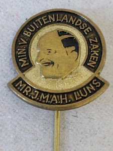 Vintage Dutch Political Pin – Mr. V.G.M. Marijnen President – Netherlands 1960s - Picture 1 of 3