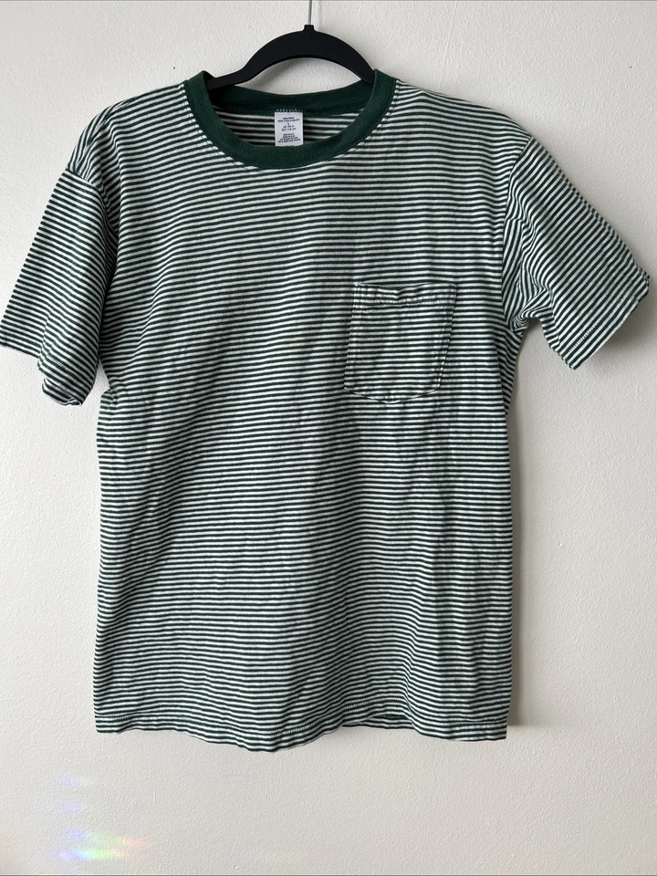 Camiseta vintage años 90 a rayas con bolsillo grunge Foto 1 de 4