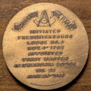 1932 Alexandria, Virginia George Washington Fredericksburg Masonic Lodge Token - Picture 1 of 4