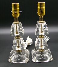 VINTAGE PAIR OF MCM Pyramid Heavy STICKED GLASS END TABLE NIGHTSTAND LAMPS