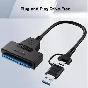 2-in-1 USB 3.0/USB-C to 2.5" SATA III Hard Drive Adapter Cable Converter US - Picture 1 of 10