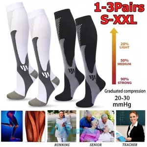 1-3 Pairs Compression Socks Stockings Knee High Womens Mens Medical 20-30 mmHG - Picture 1 of 32