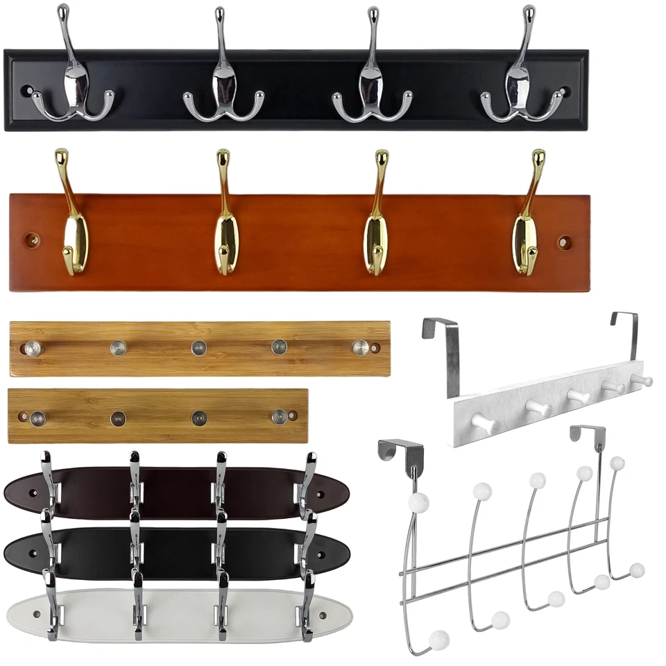 Hakenleiste Garderobenhaken Wandhaken Kleiderhaken Wandgarderobe Holz Metall - Bild 1 von 1
