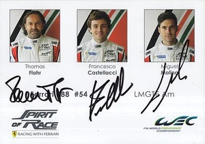 Tarjeta promocional 2017 FLOHR, CASTELLACCI, MOLINO FIRMADA A MANO FERRARI LE MANS/WEC. - Imagen 1 de 1