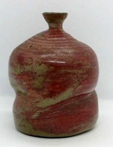 Small Abstract Altered Weed Pot w/ Brown Clay & Oxblood Wash - Picture 1 of 8