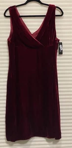 NWT INC 12 Velvet Caracas Ruby Merlot Sleeveless V Neck Lined Knee Length Dress - Picture 1 of 7