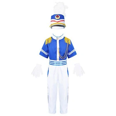 Kids Girls Boys Coat And Skirts Marching Jacket With Pants Hat Golves Set Punk - Image 1 of 4