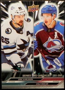 2023-24 23/24 Upper Deck Silver Outburst #449 Checklist Erik Karlsson Cale Makar - Picture 1 of 2
