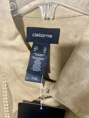 Camisa con botones Claiborne para hombre talla XL gamuza tostada material X-grande Foto 1 de 4