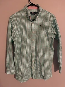 Vineyard Vines Pastel Green Gingham Check L/S Button Up Whale Shirt -Youth XL 20 - Picture 1 of 4