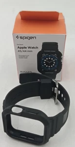 Spigen Apple Watch Case 45/44mmRugged ArmorPro Black Cover - Picture 1 of 7