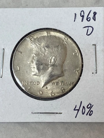 1968 D  KENNEDY HALF DOLLAR 40 % SILVER FREE SHIPPING! 1 Cover