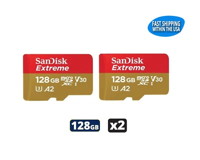Sandisk 128GB Extreme MicroSD Memory Card GoPro HERO10 Black Bones HERO11 (2) - Image 1 of 2