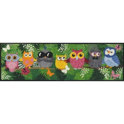 Salonloewe Fußmatte Dschungeleulen 30x100 Schmutzfangmatte waschbar - Bild 1 von 4