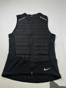 Nike Aeroloft Running Vest Mens Medium Black Quilted Packable Full Zip 859272 - Picture 1 of 9