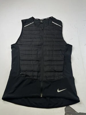 Nike Aeroloft Chaleco para Correr para Hombres Mediano Negro Acolchado Embalable Cremallera Completa 859272 Foto 1 de 4