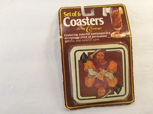 Sottobicchieri di Conimar ~ King of Picche ~ Set di 6 ~ Nuovi ~ Plastica su Sughero - Foto 1 di 3
