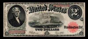 $2 1917 Large Size Legal Tender Note Red Seal Free Shipping (H65) - Picture 1 of 2
